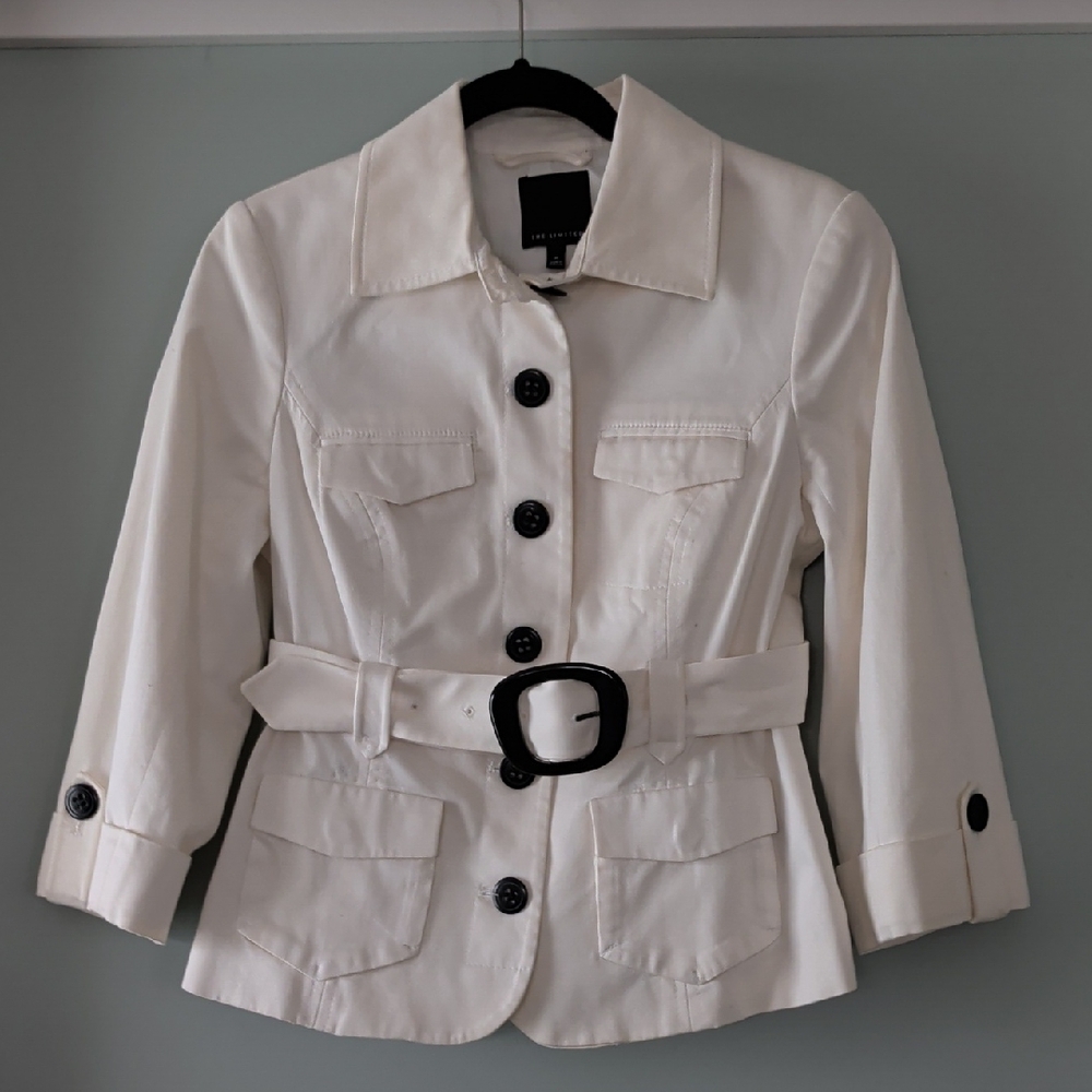 The Limited Cream Buttoned Trench Coat